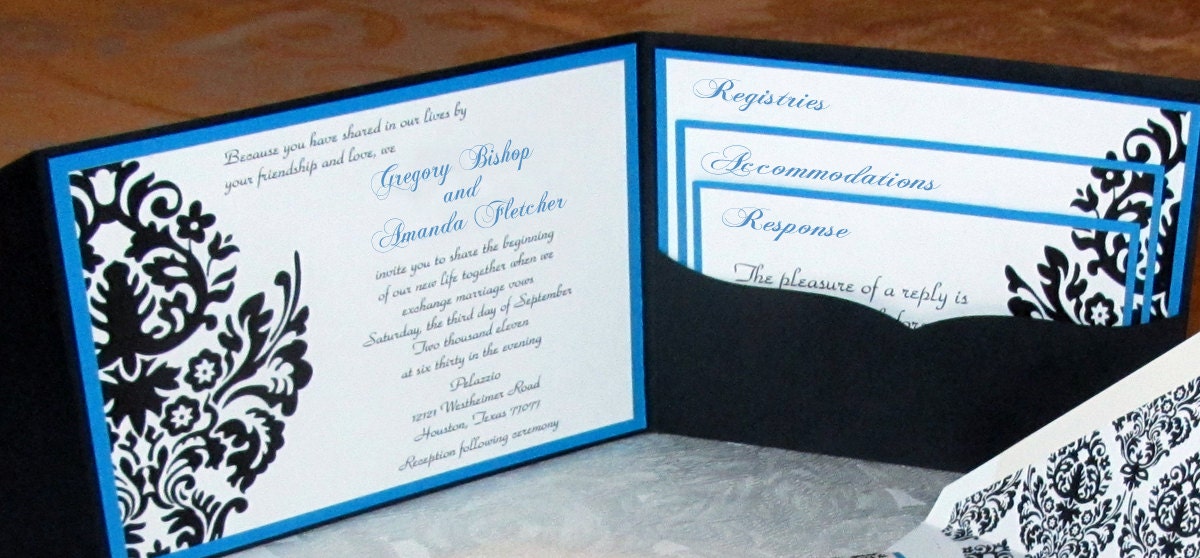Damask Pocketfold Invitation Suite