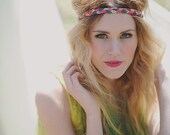 Braided vintage fabric strech headband - Lucy