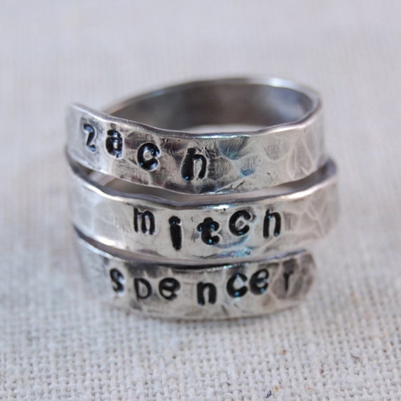 Personalized Ring Sterling Silver Mother Ring Personalized WrapRing