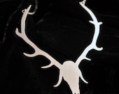 Antler necklace in silver stainless steel - elk deer statement necklace