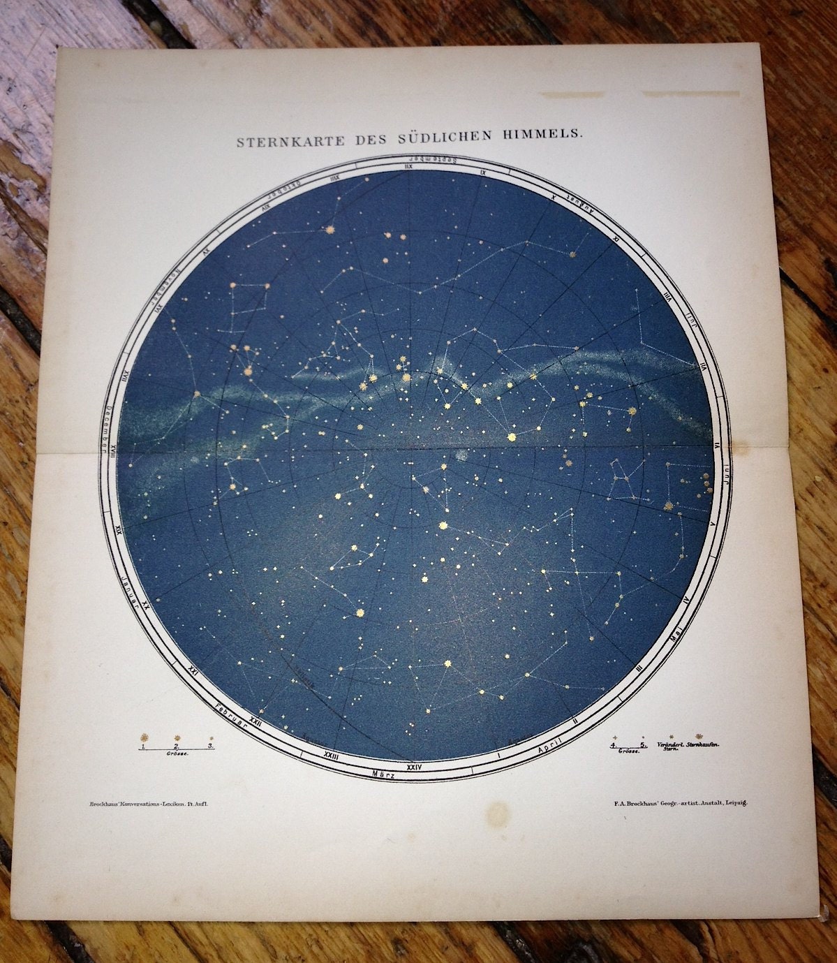 1903 star map of the southern skies original antique celestial print