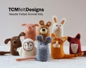 4 needle felting animal kits for beginners, complete fiber art kits
