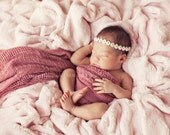 Spring Daisy Headband with Swarovski Crystals on a Skinny Stretch Headband Newborn Photo Prop