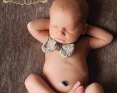 Tieback Bow-tie / Headband ONLY Tan Brown Tweed Newborn Baby Boy Girl Unisex Photography Photo Prop
