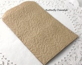 Small Kraft Bags - Butterfly Damask Embossed - 6 3/4 x 4" - 25