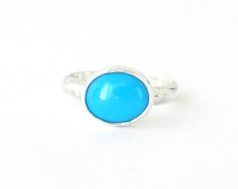 Natural Turquoise Ring, Sterling Silver and Sleeping Beauty Turquoise Ring Classic and Simple Ring