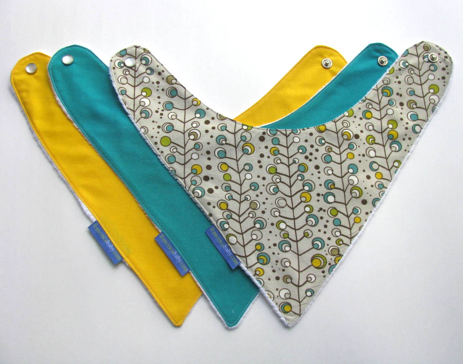 Baby Bibs- 3 Baby Bandana Bibs -Gender Neutral Dribble Bibs  Designer Fabric