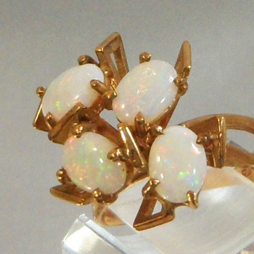 RESERVED for SHIANG Antique Opal Ring. Art Deco. Modernist. 9k Gold. Vintage Ring