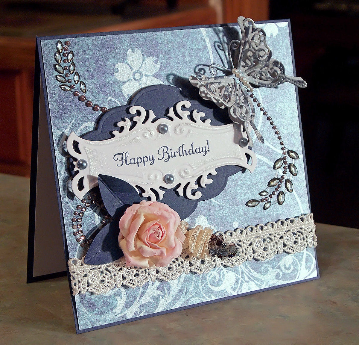 Birthday Card, Shabby Chic Something to Celebrate
