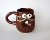 Ironic Hipster Mustache. Red Coffee Cup.