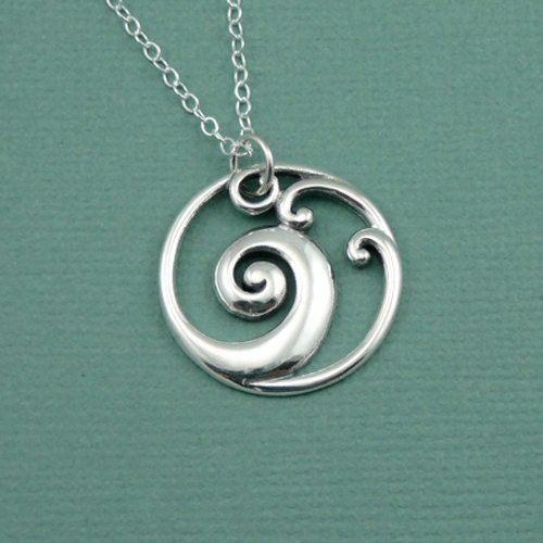 Wave Necklace Sterling Silver Wave Pendant Wave Jewelry