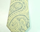 Gray and Cream Paisley Necktie  - Custom Neckties and Bow Ties, Plaid Neckties, Wedding Neckties, Cotton Neckties