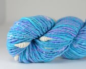 Cloudy Skies - mixed fiber corespun art yarn handspun - aran, 219 yards with merino clouds
