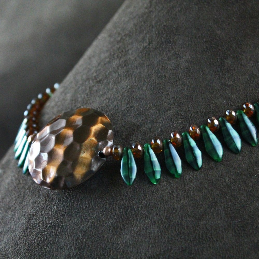 Statement Necklace in Copper and Green: "Forest Eventide"