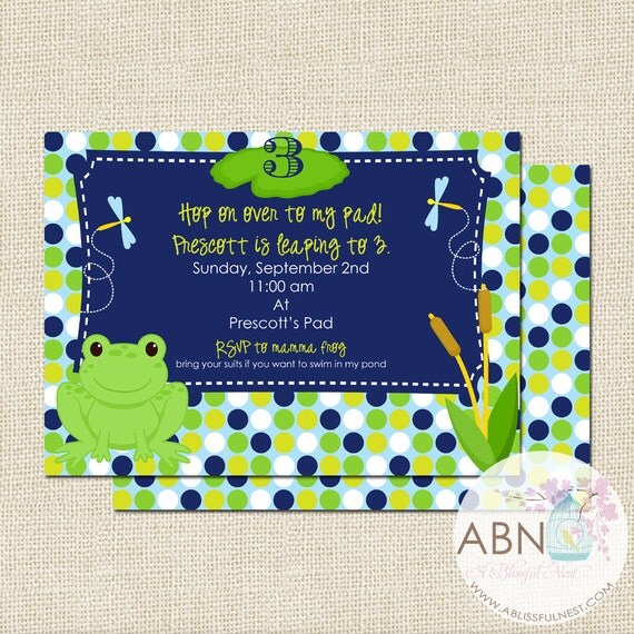 Preppy Frog Birthday Invitation - DIY PRINTABLE - By A Blissful Nest Il_570xn