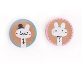 Pair of Small Wooden Magnets (Black tie)