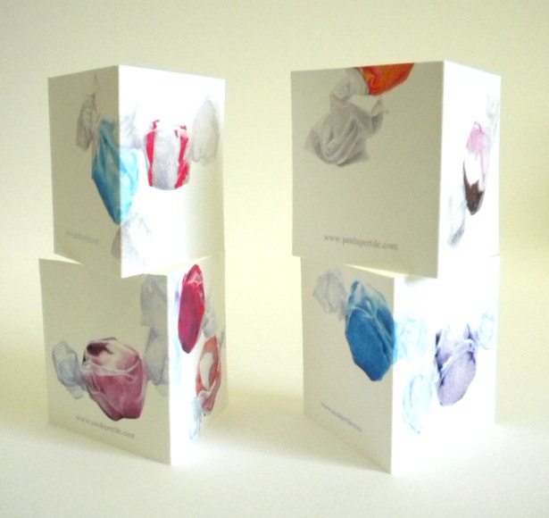Little Square Cards - Assorted Taffys - 2 x 2 Blank Cards - Colored Pencil Taffy Drawings - Small Candy Art