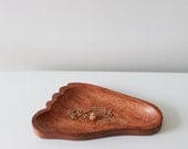 Vintage Wood Jewelry Tray - Foot Shape Dish - Ring Holder