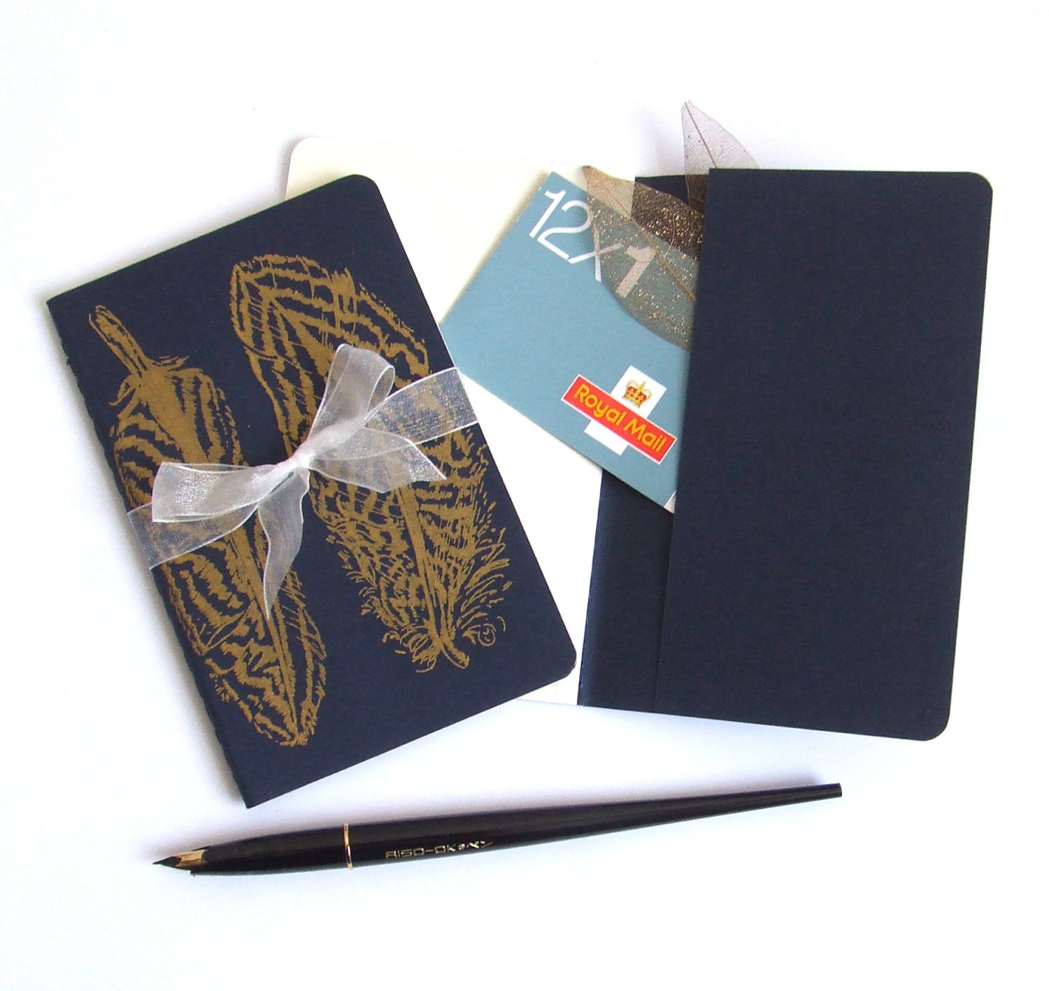 Golden Feather Gocco Printed Pocket Moleskine Cahier Notebook in Blue