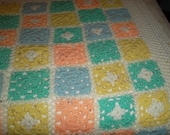 Crochet granny squares crib blanket/Baby shower gift/  custom orders welcome