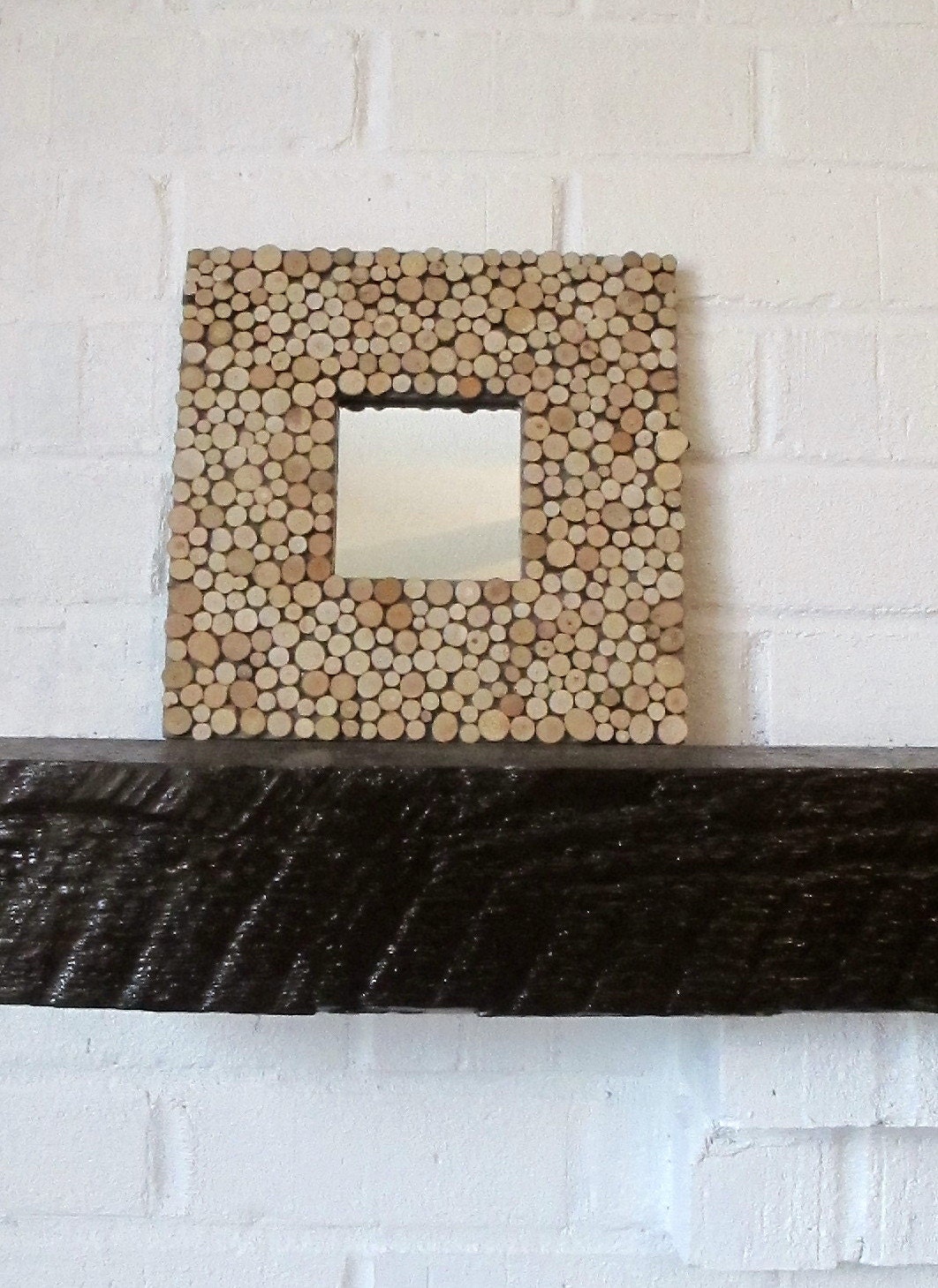 Wall Mirror-Purple with Wood Cut Pieces/rustic mirror