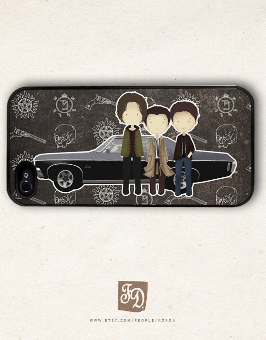 Iphone 5 hard case cute TEAM FREE WILL , Supernatural, Sam and Dean Winchester , Castiel , Impala