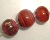 Mystic pink streaky lampwork hollow glass bead set SRA P97