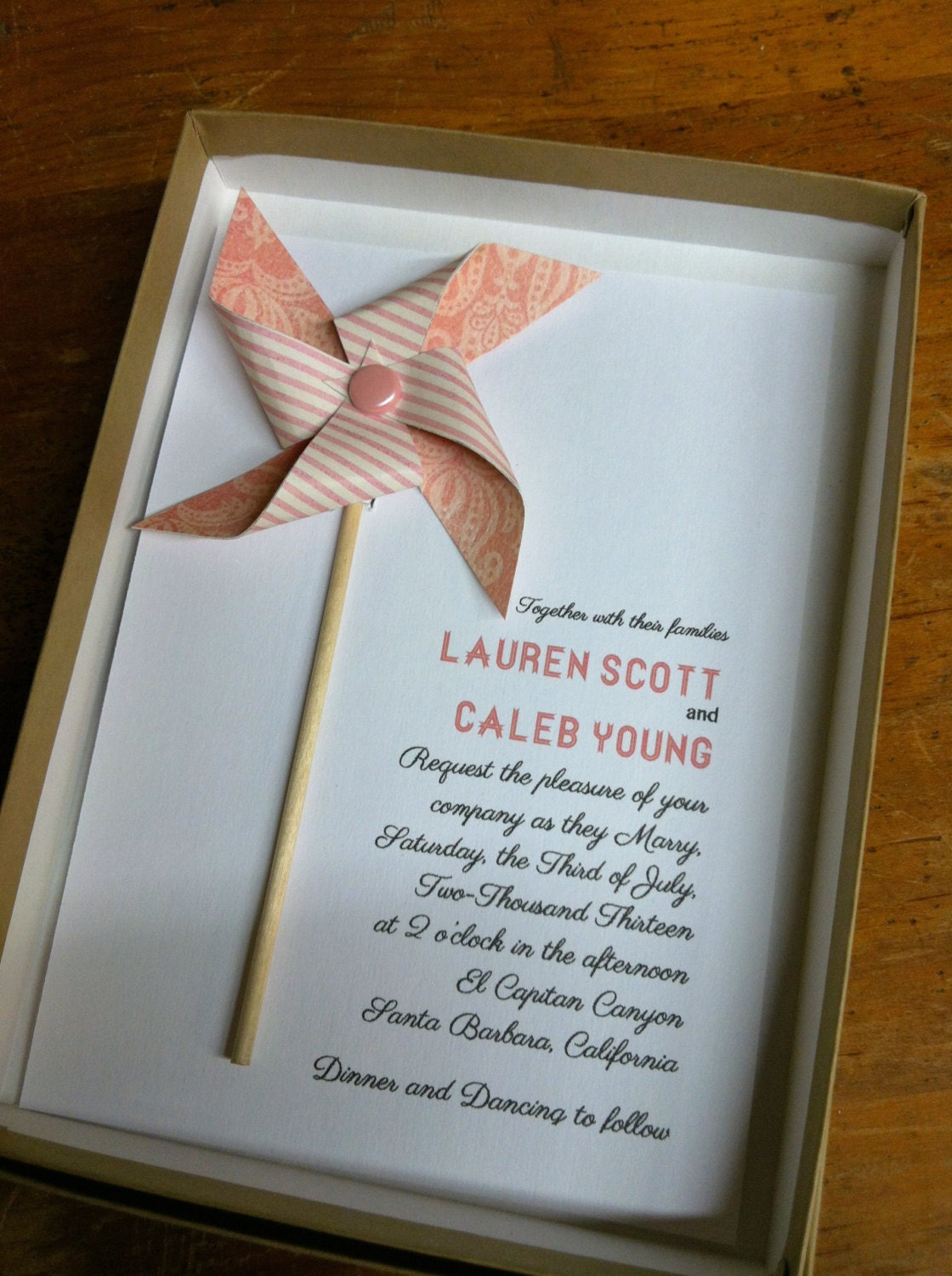 Boxed Wedding Invitation Custom Pinwheel by Rule42
