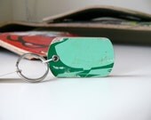 Double Green Recycled Skateboard Dog Tag Wood Keychain