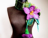 felted artistic spring eco friendly scarf, felt lariat, eco friendly, spring fashion