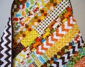 Baby Boy Quilt Brown Orange Owls, Monkeys, Cars, Trains, Chevron, Birds, Lions and more