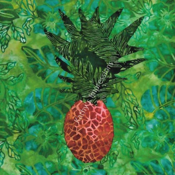PINEAPPLE 10 Batik Fabric Quilt Panel Block by kathysimpressions