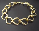 Vintage Chunky Gold Link Necklace, Chunky Necklace, Gold Necklace