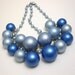 Vintage Blue Bubble Necklace, Cha Cha Bead Necklace, Blue Necklace, Statement Necklace