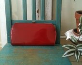 vintage 60s RED patent leather clutch