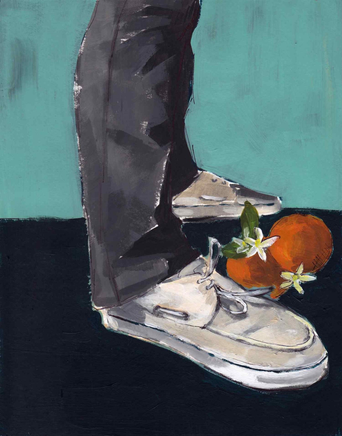 Boat Shoes . giclee art print of painting of topsiders