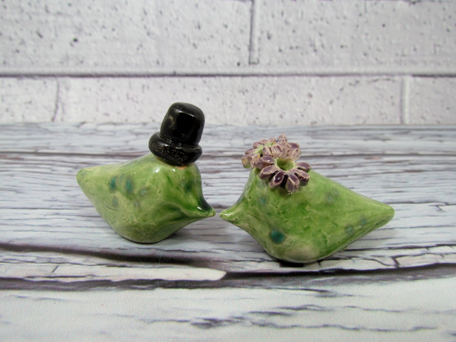 Custom love Birds Wedding Cake Topper, Personalized Wedding Cake Topper, Clay Figurine, Cute birds