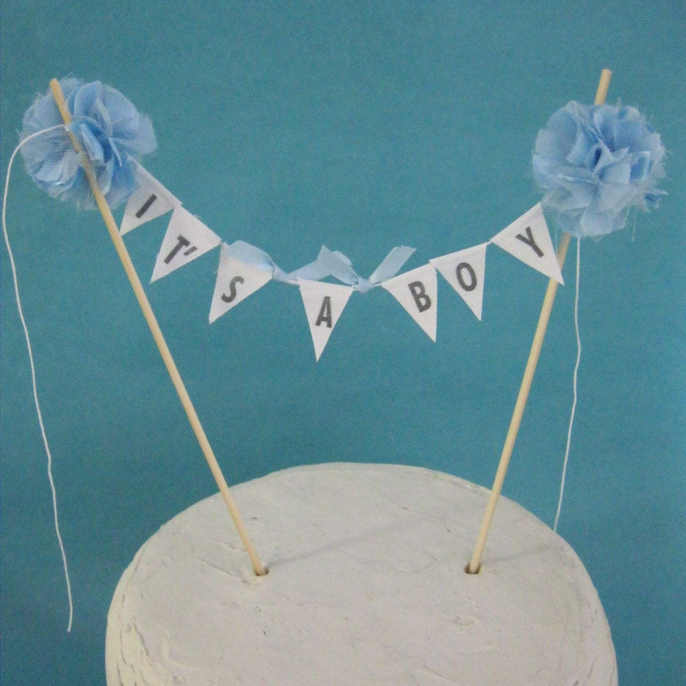 Cake topper, baby shower,  baby banner, "It's a Boy" C235- baby bunting shower cake
