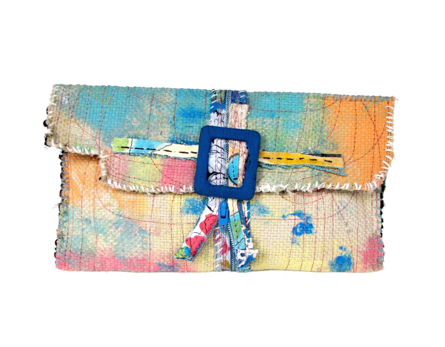 Clutch Bag Painted In Pastel Colors Artsy One of a Kind