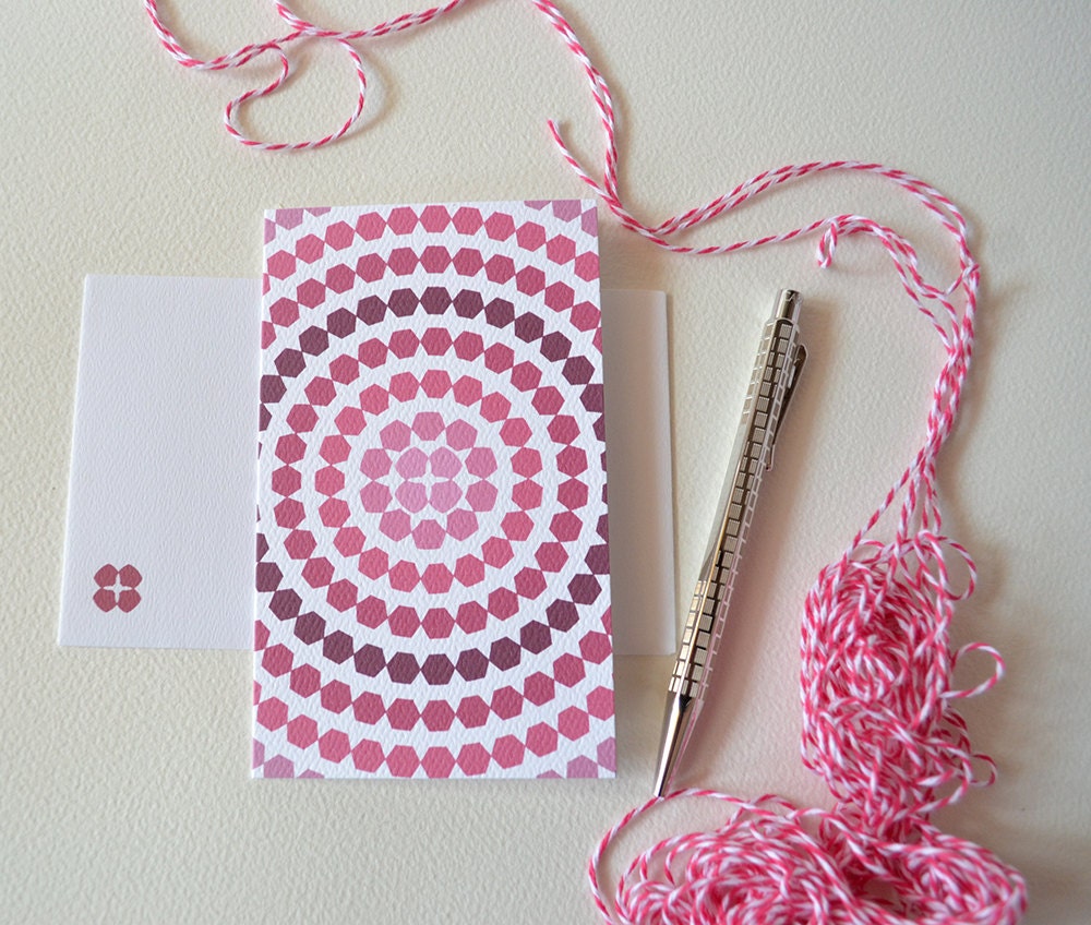 Cranberry Pink Ombre Card with Hexagon Circles