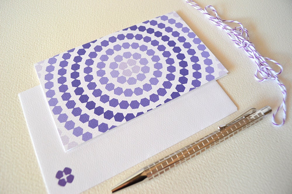 Lilac Purple Ombre Card with Hexagons