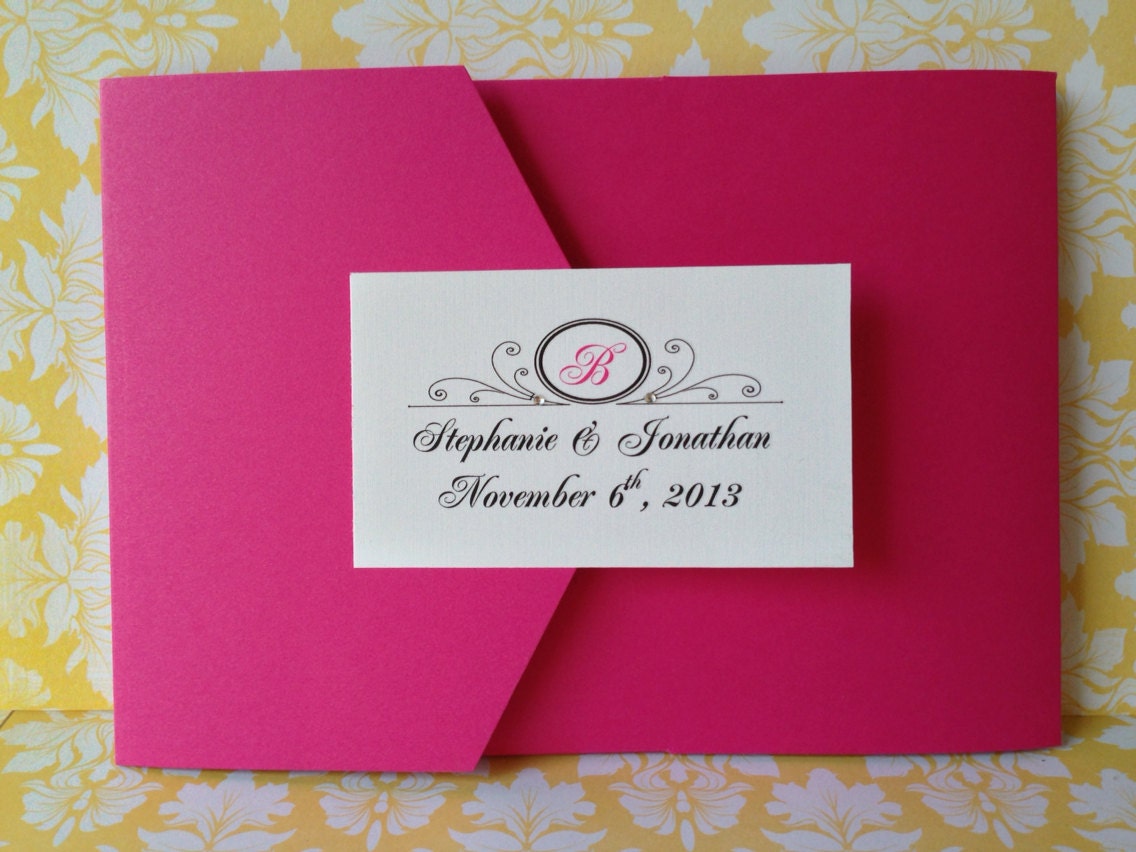 75 Monogramed Pocketfold Wedding Invitations - 15th, 16th, 18th, 21st, 30th, 40th, 50th, 60th, Wedding, Weddings