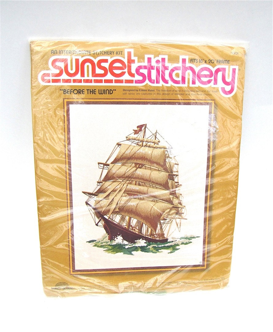 Before the Wind Sunset Stitchery Crewel Kit NIP 1977