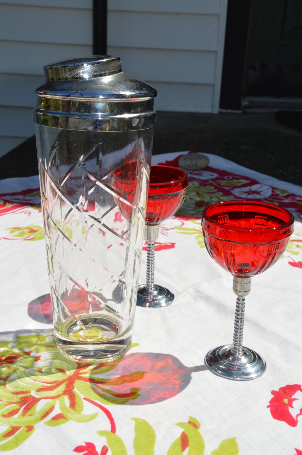 Art Deco Glass and Chrome Cocktail Shaker