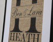 Rustic and Modern Wedding Burlap Artwork