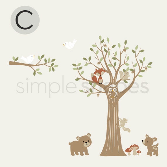 Tree with Forest Friends Decal Set - Kid's Nursery Room Wall Sticker