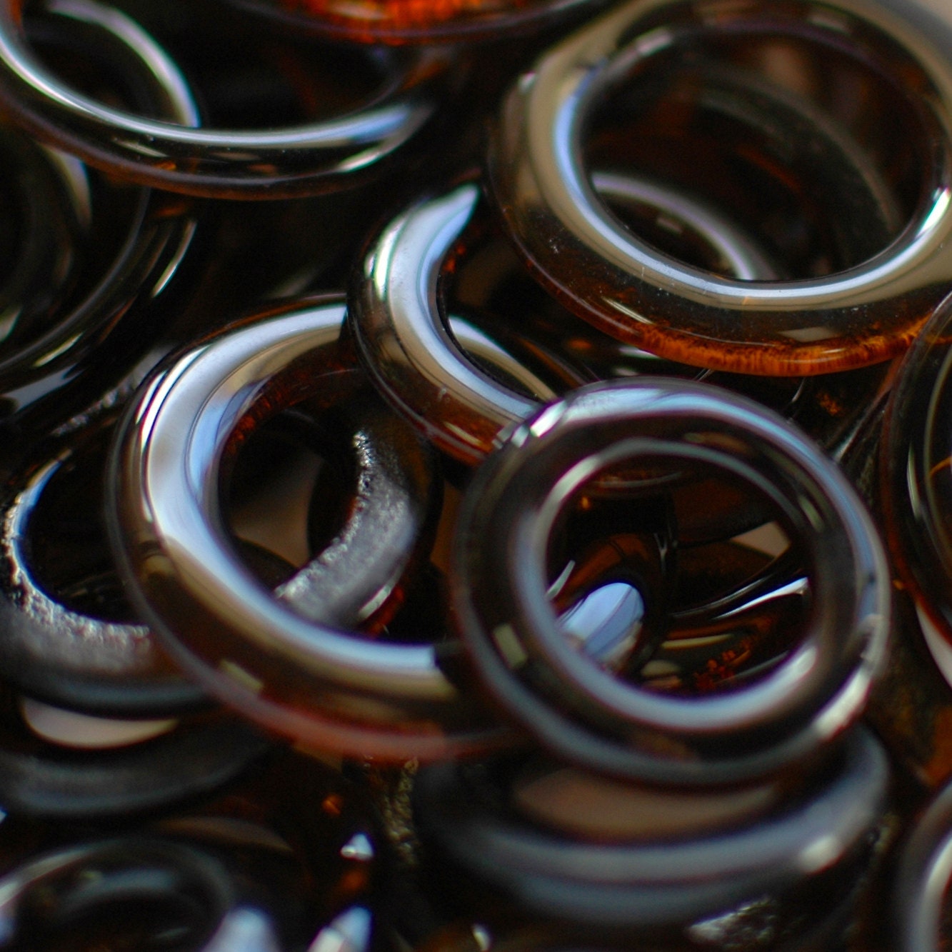 One Dozen Beer Bottle Glass Beads // Natural Glass Finish
