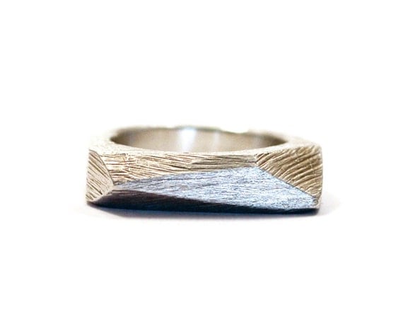 Silver Faceted Bar Ring