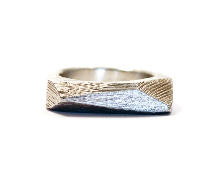 Silver Faceted Bar Ring