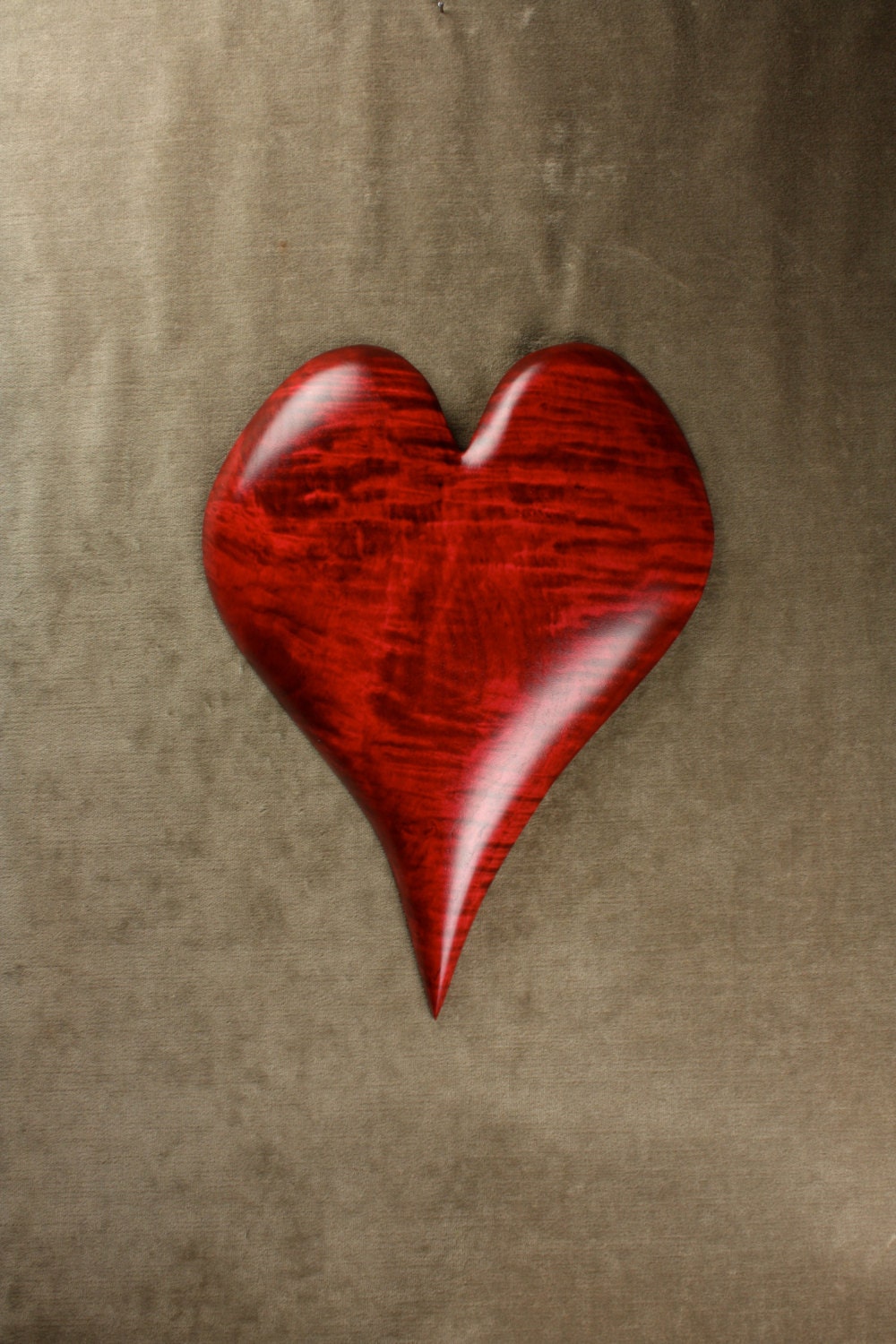 Red Heart Wood Carving Sculpture Personalized Anniversary Gift, Fathers Day Gift by Gary Burns the treewiz, Handmade in Oregon Wedding Gift